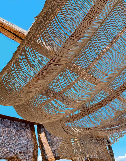 Boho Macrame Curtain Wall Hanging in Khaki