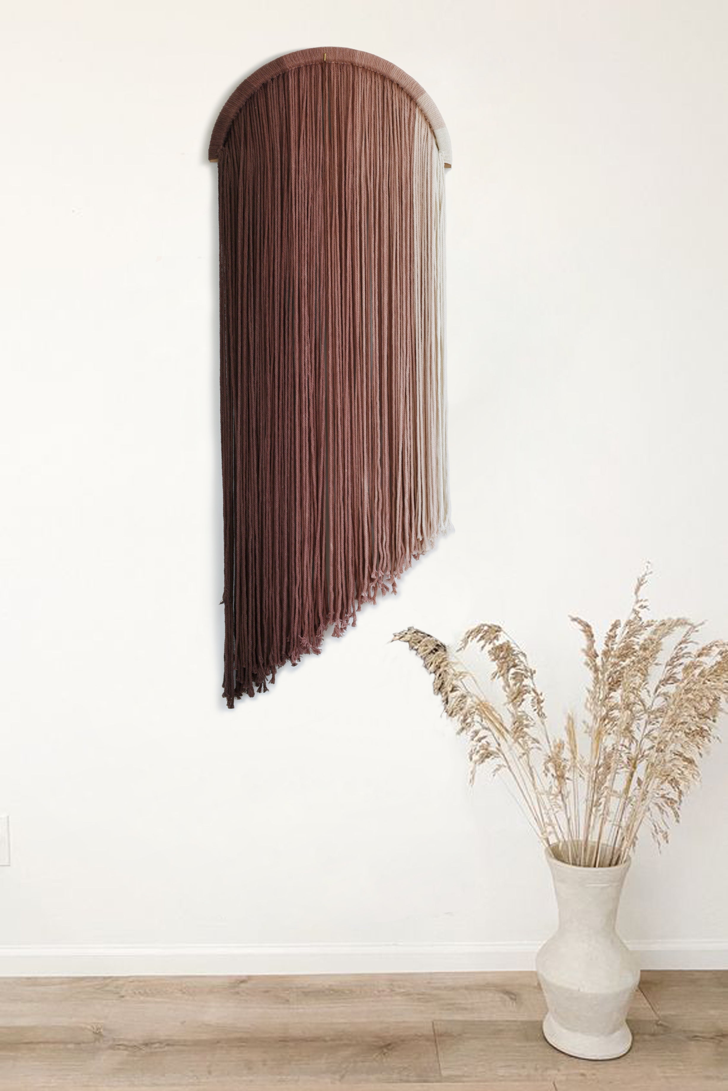 Macrame Wall Hanging Pink Boho Wall Decor Yarn wall hanging Circle Hoop Home Decor