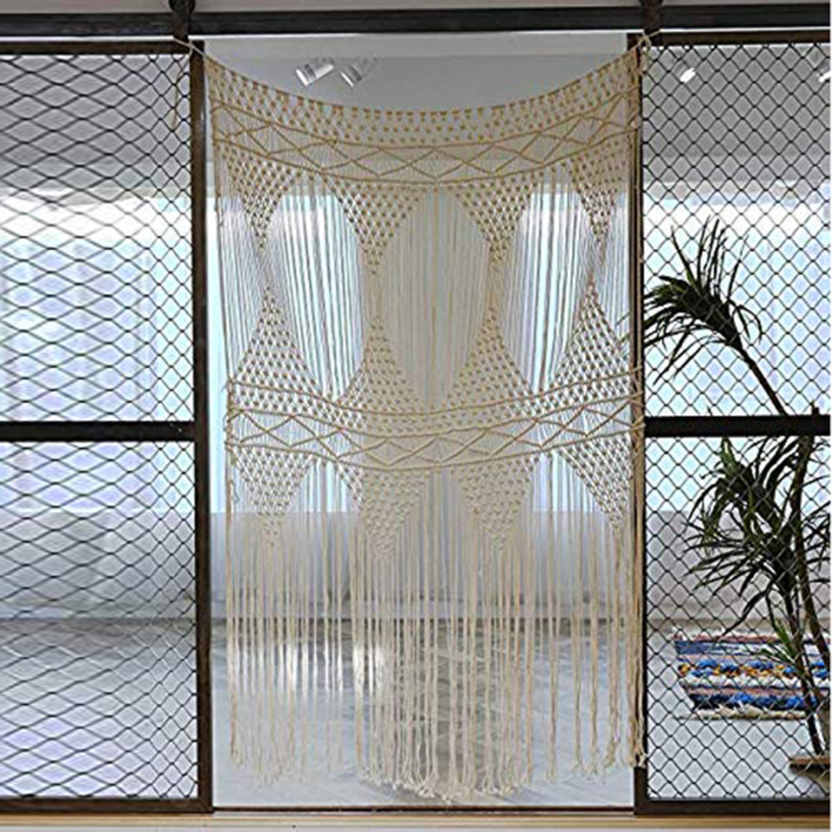 Triangular symmetrical shape Boho Handwoven Macrame Wall Hanging-50‘’W*75''L