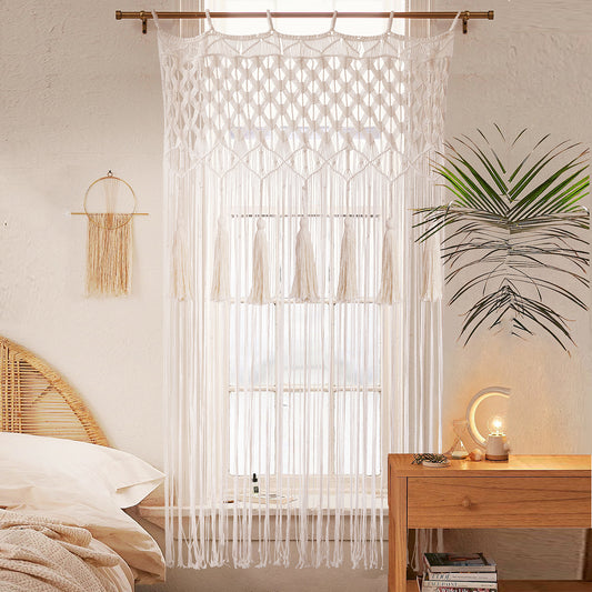 Macrame Curtain Macrame Wall Hanging Long Boho Bedroom Wall Decor