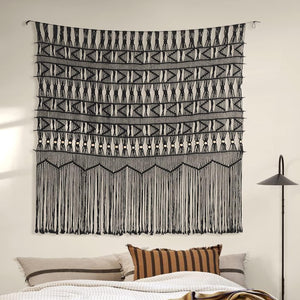 Macrame Curtain Black Boho-Inspired Touch Window Macrame Wall Hanging