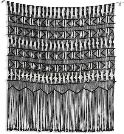 Macrame Curtain Black Boho-Inspired Touch Window Macrame Wall Hanging