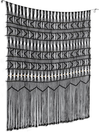 Macrame Curtain Black Boho-Inspired Touch Window Macrame Wall Hanging