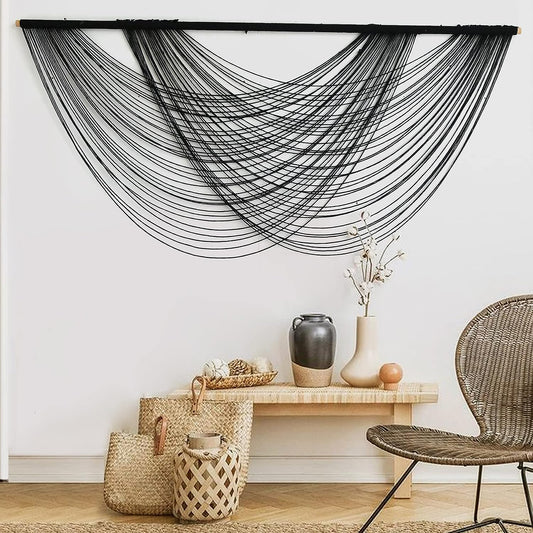 Macrame Wall Hanging Black Boho Large Yarn Tapestry Wall Decor