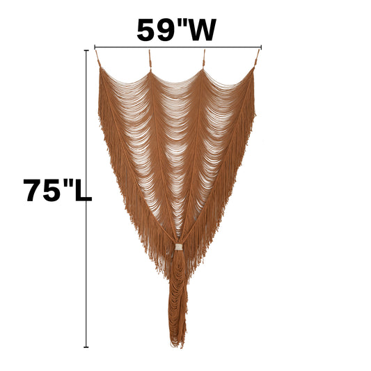 2 Panels Macrame Curtains Brown Window Curtains Wedding Backdrop