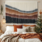 Vibrant 4-Color Wave-Patterned Macrame  Wall Hanging