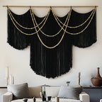 Black Yarn Tapestry Home Decor Large Fiber Wall Art