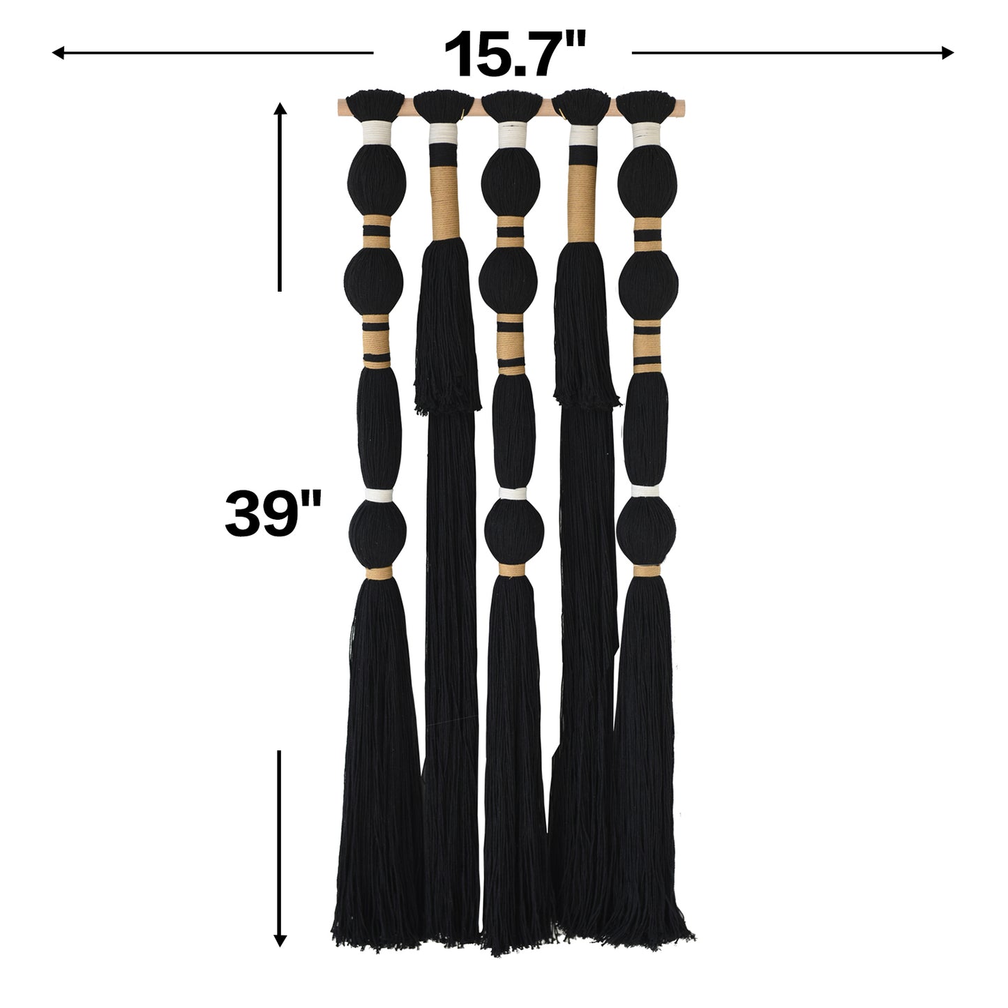 Macrame Wall Hanging Black Sphericity Cotton Tassels Textile Hanging