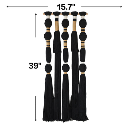 Macrame Wall Hanging Black Sphericity Cotton Tassels Textile Hanging