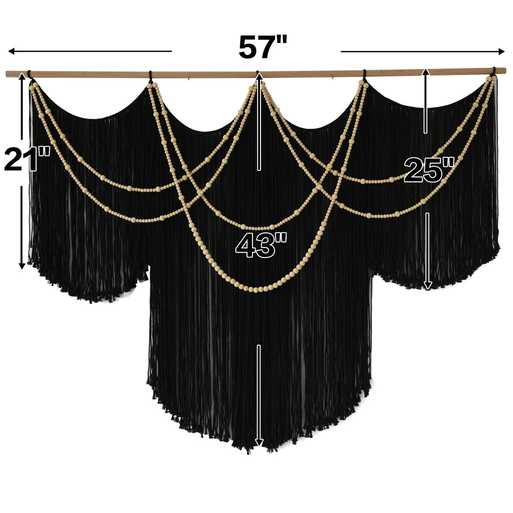 Black Yarn Tapestry Home Decor Large Fiber Wall Art