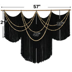 Black Yarn Tapestry Home Decor Large Fiber Wall Art