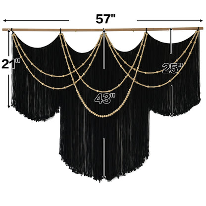 Black Yarn Tapestry Home Decor Large Fiber Wall Art