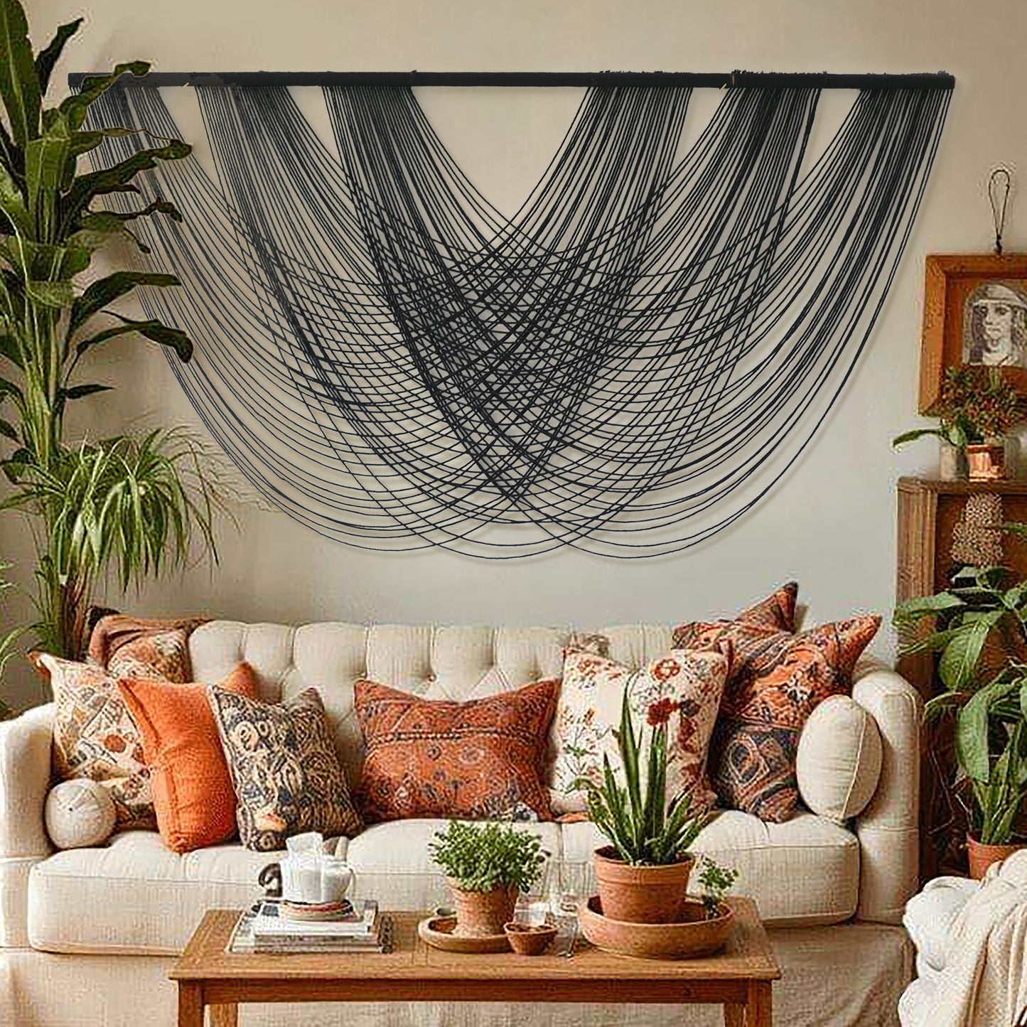 Black Boho 3 pieces Macrame Wall Hanging