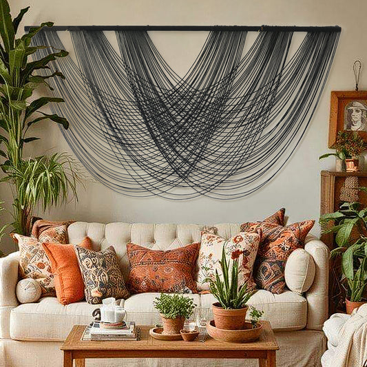 Black Boho 3 pieces Macrame Wall Hanging