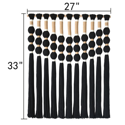 Black Fiber Yarn Wall Art Handmade Cotton Spherical Knot For Living Room