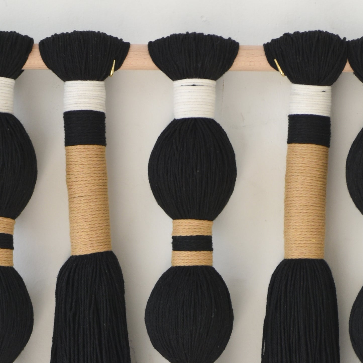 Macrame Wall Hanging Black Sphericity Cotton Tassels Textile Hanging