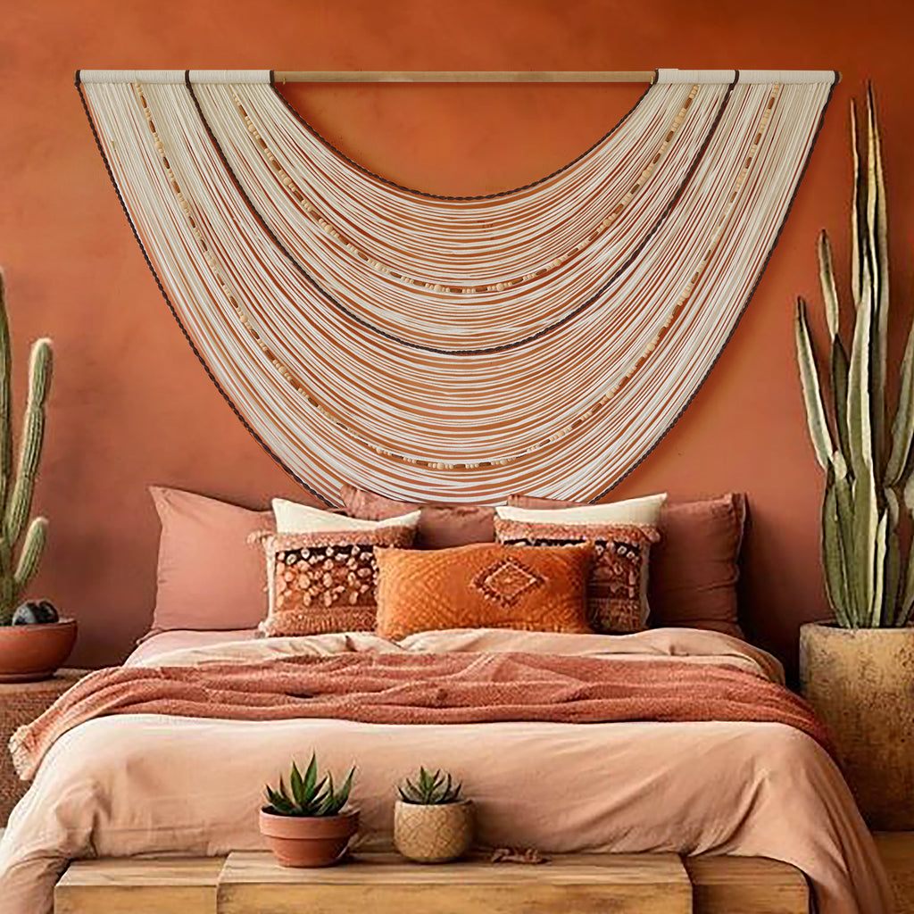Macrame Wall Hanging Boho Wall Decor Bead for Bedroom Living Room