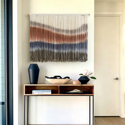 Macrame Wall Hanging Blue Dip Dye for Bedroom 27" W x 19" L