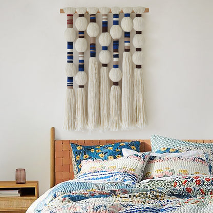 Macrame Wall Hanging Tapestries Handmade Cotton Yarn with Ball