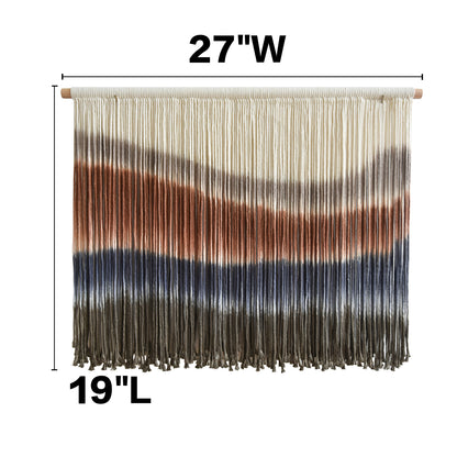 Macrame Wall Hanging Blue Dip Dye for Bedroom 27" W x 19" L