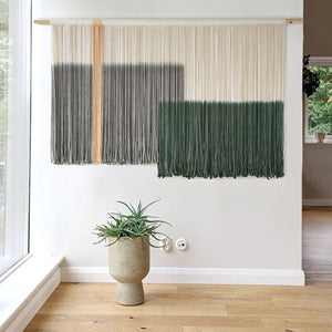 Macrame Wall Hanging Green Large Dip Dye Fiber Wall Art Bohemian Yarn Tapestry Wall Décor