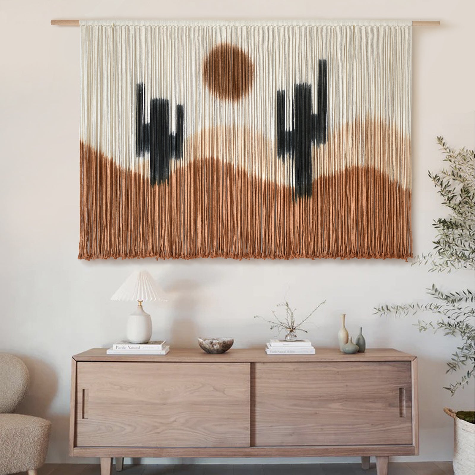 Macrame Wall Decor Desert Cactus Tie-Dye Large Boho Yarn Wall hanging