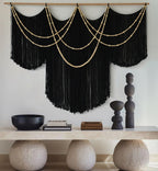 Black Yarn Tapestry Home Decor Large Fiber Wall Art