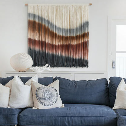 Macrame Wall Hanging Hand Dyed Woven Cotton Boho Wall Art Decor 27"W*19"L
