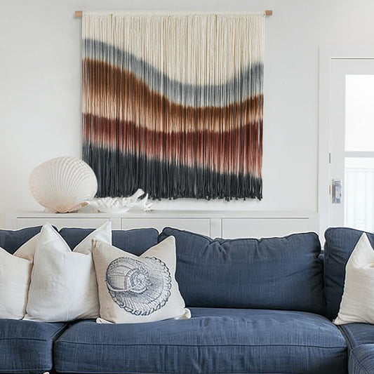 Macrame Wall Hanging Hand Dyed Woven Cotton Boho Wall Art Decor 27"W*19"L