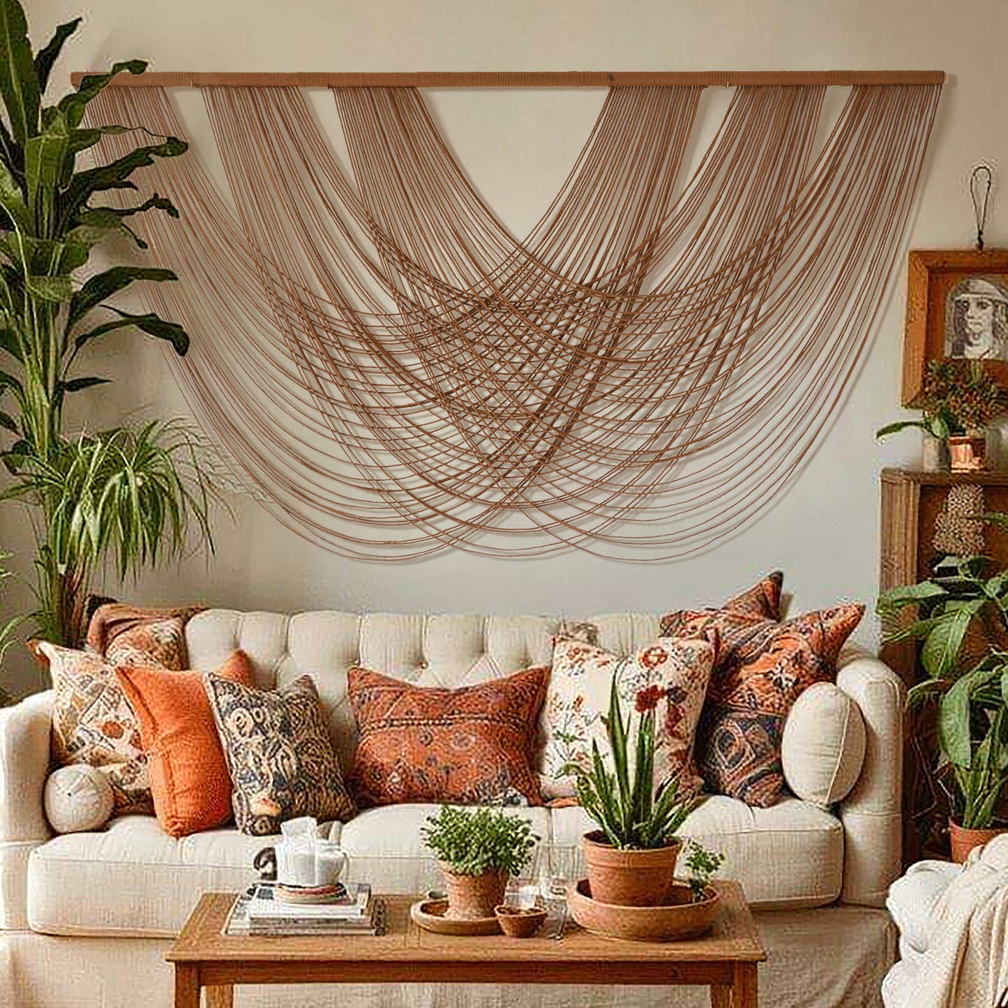 Large Macrame Wall Hanging Brown Die-Dyed Boho Wall Decor
