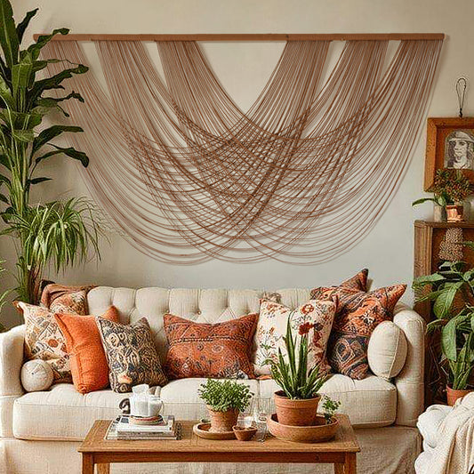 Large Macrame Wall Hanging Brown Die-Dyed Boho Wall Decor