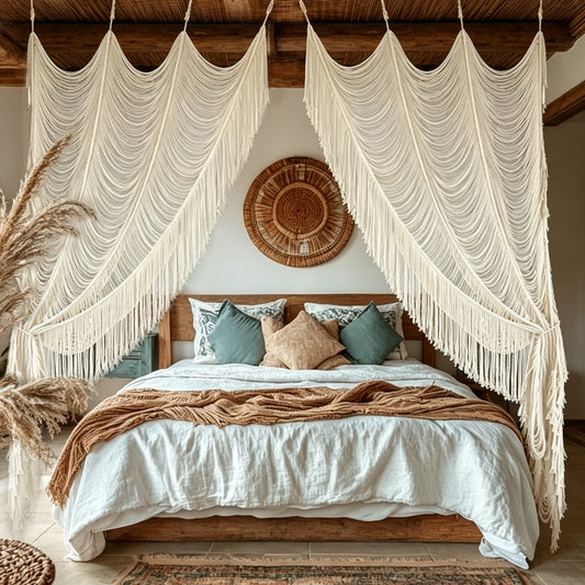 2 Panels Macrame Curtains Boho Doorway Curtains Window Curtains Wedding Backdrop