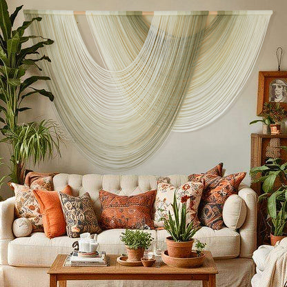 Macrame Wall Hanging Boho Wall Decor Dip Dyed Ombre Moss Green