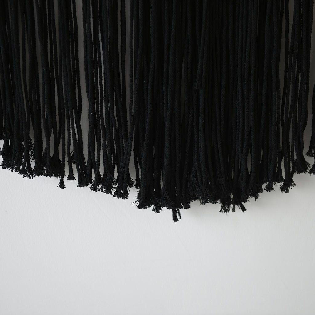 Black Yarn Tapestry Home Decor Large Fiber Wall Art