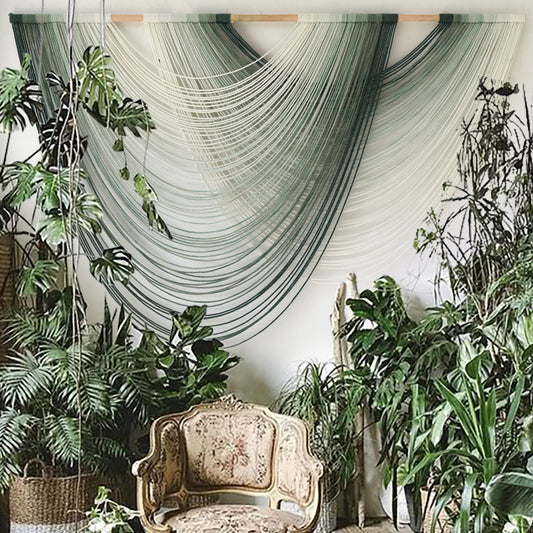 Macrame Wall Hanging Boho Wall Decor Dip Dyed Ombre Moss Green