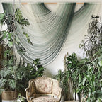 Macrame Wall Hanging Green Yarn Art Dip-Dye Boho Wall Decor