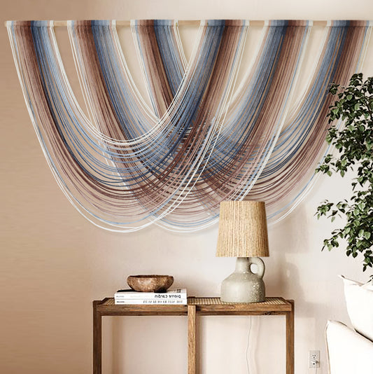 Red Blue Gradient Fiber Wall Art Handmade Yarn Wall Decor