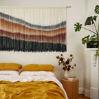 Vibrant 4-Color Wave-Patterned Macrame  Wall Hanging