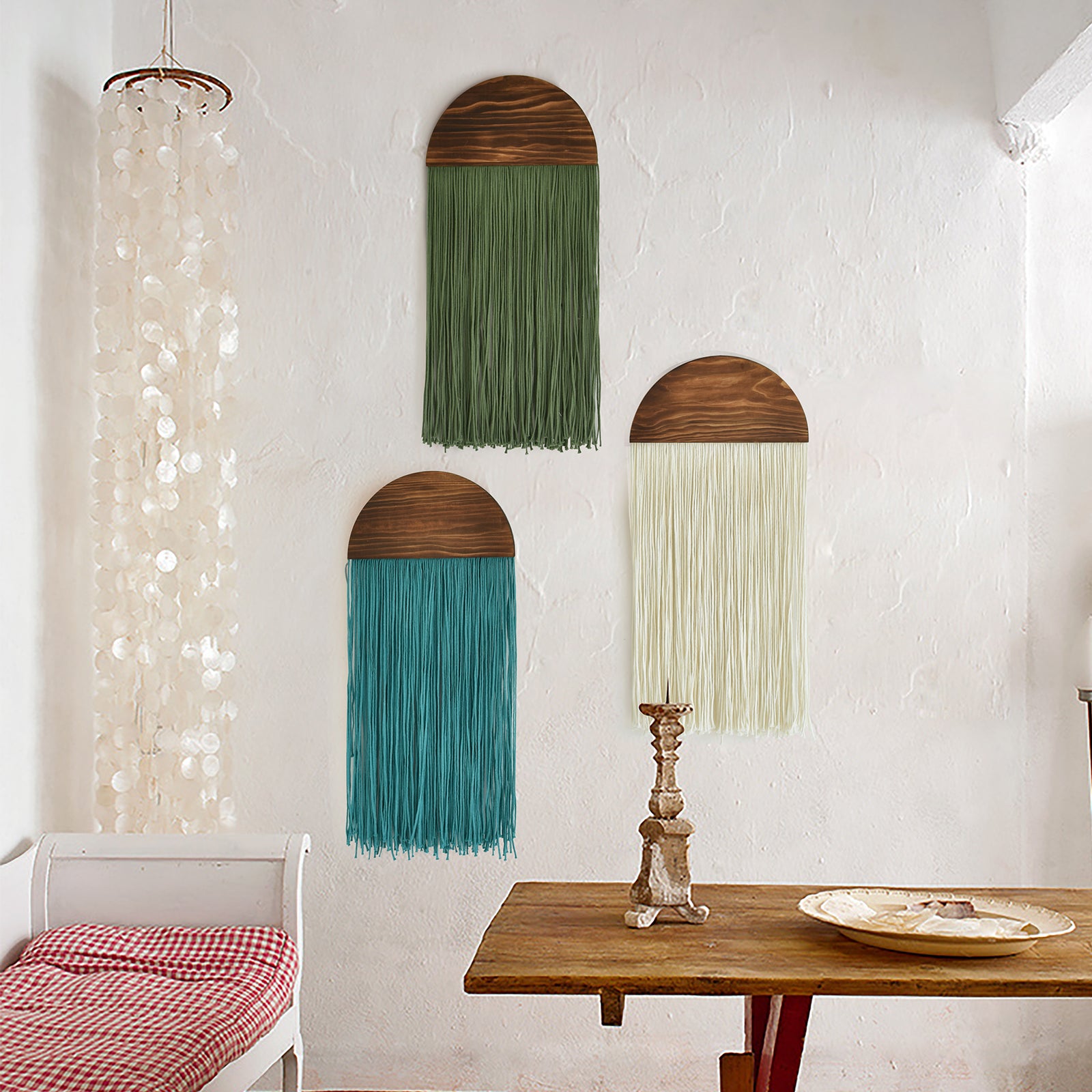 Macrame Wall Hanging Boho Wal Decor 3 Pcs Multicolor Combination Fiber Art