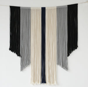 Large Macrame Wall Hanging Tie-Dye Curtain Bohemian Yarn Tapestry Home Wall Boho Décor (Gray)