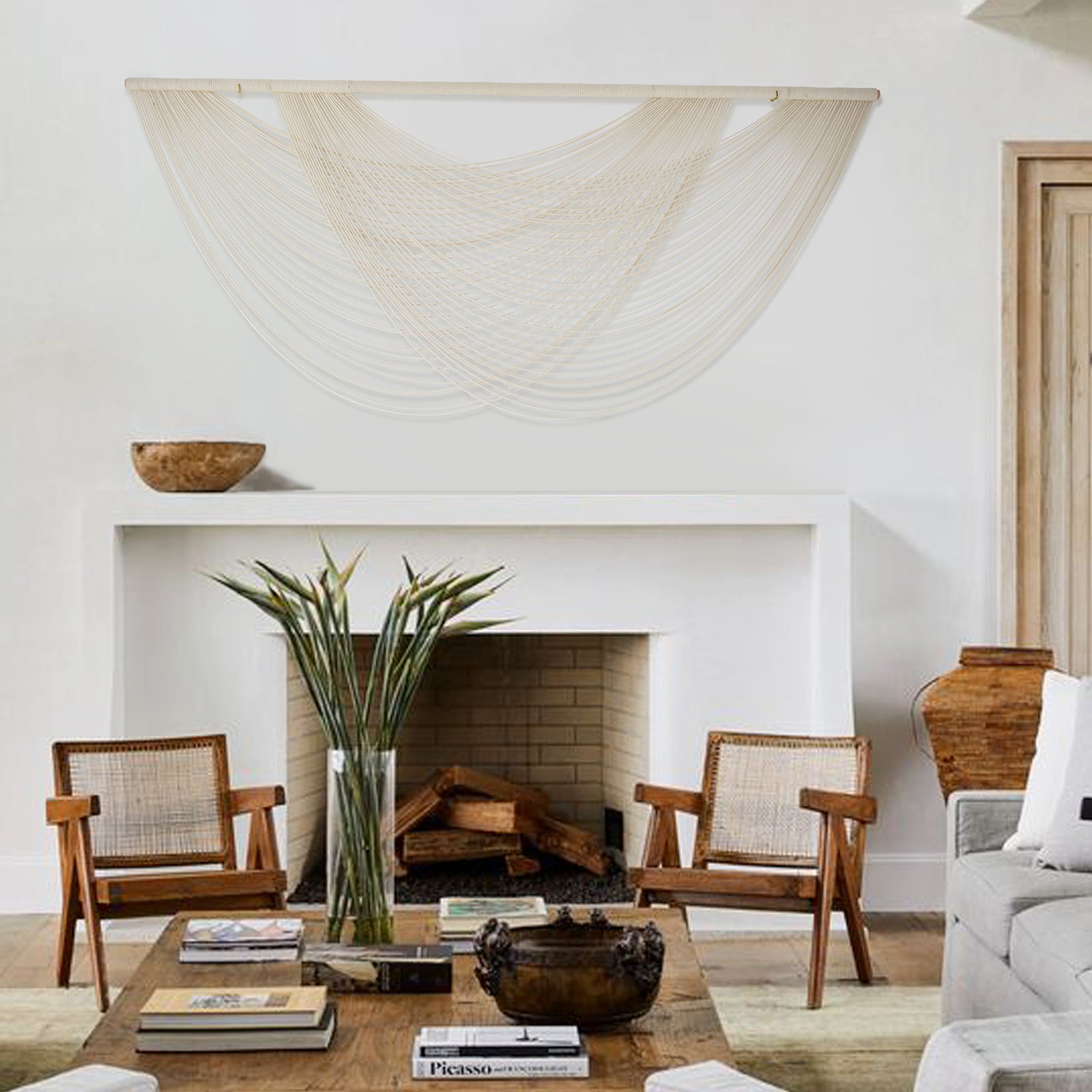 Macrame Wall Hanging Ivory Large Bohemian Yarn Tapestry Wall Decor