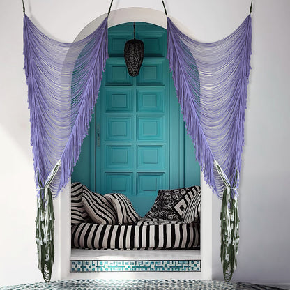 Macrame Curtain Boho Curtain Doorway Window Backdrop Purple