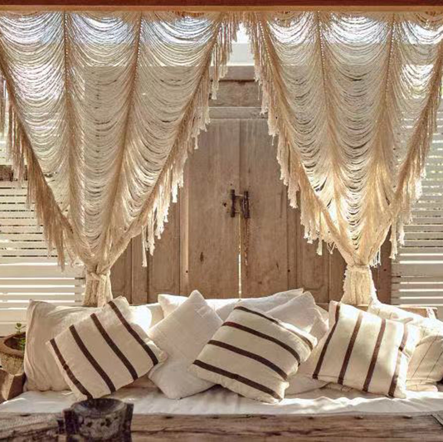 2 Panels Macrame Curtains Boho Doorway Curtains Window Curtains Wedding Backdrop