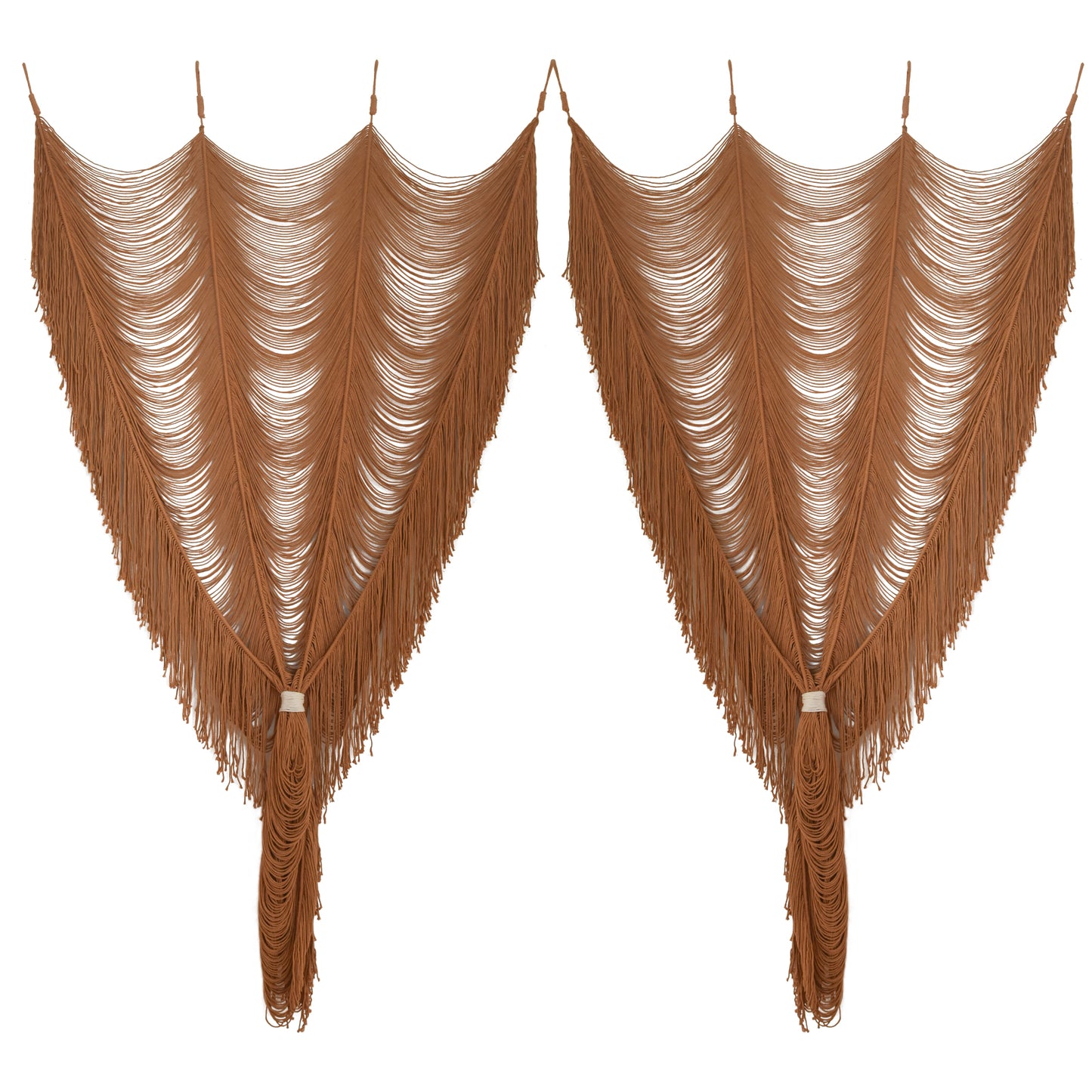 2 Panels Macrame Curtains Brown Window Curtains Wedding Backdrop