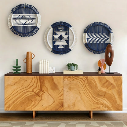 3Pcs macrame Wall Decor Round Woven Wall Art Boho Geometric 10.2"W*10.2"L