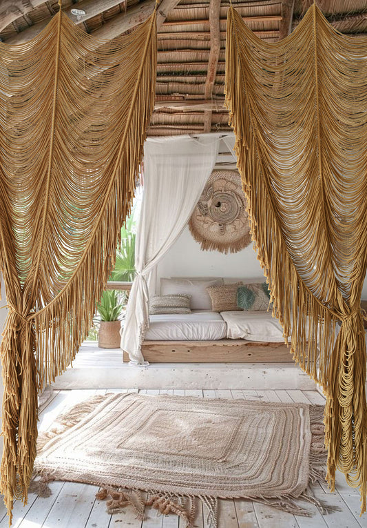 Macrame Curtain Boho Curtain Room Divider Doorway Wall Decor