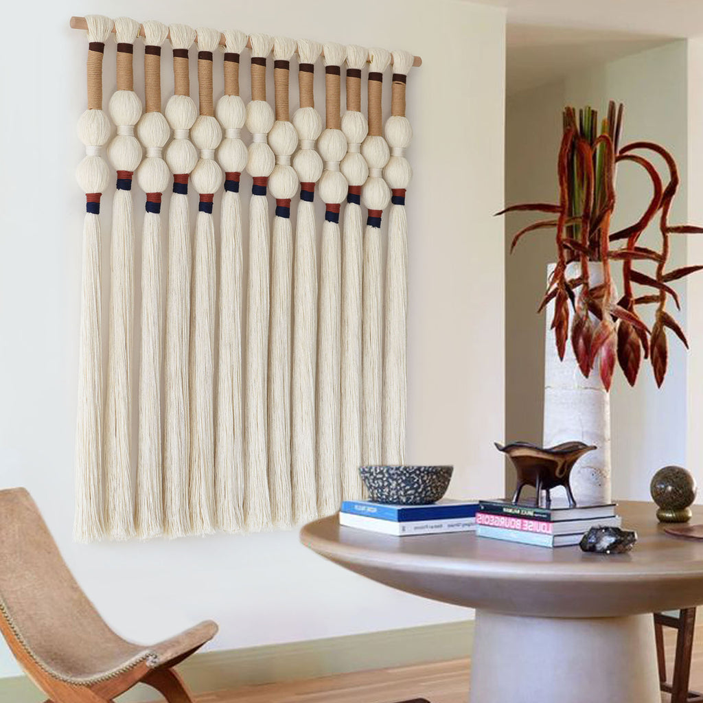 Macrame Wall Hanging Boho Wall Art Handmade Spherical Knot Design with Tassel