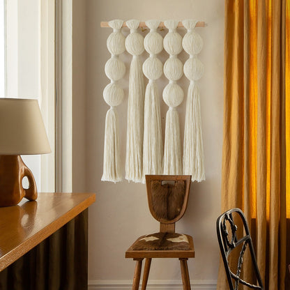 Macrame Wall Hanging with Geometric Yarn Spheres