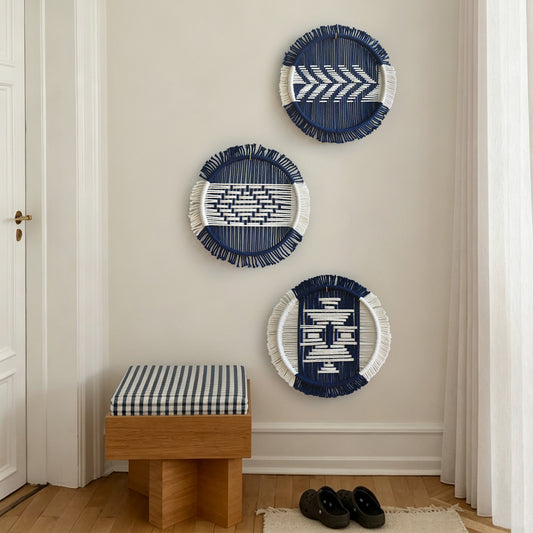 3Pcs macrame Wall Decor Round Woven Wall Art Boho Geometric 10.2"W*10.2"L