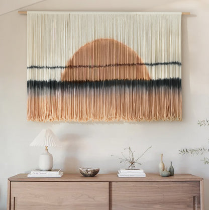 Macrame Wall Hanging Dip Dye Sunset Boho Wall Decor Fiber Art